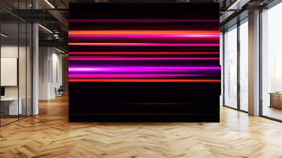 Light and stripes moving fast over dark background. Wall mural