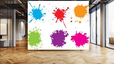 Colorful paint splatters.Paint splashes set.Vector illustration. Wall mural