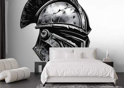 ancient Spartan helmet on transparent background Wall mural