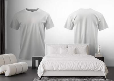 Blank white front and back polo T-Shirts Mockup template isolated on transparent background, polo shirt design presentation for print. Wall mural