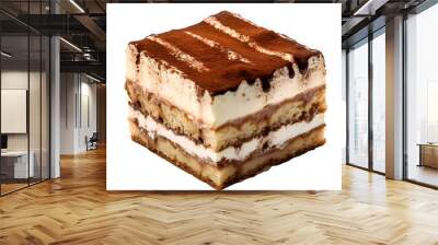 Classic Italian tiramisu cake isolated on transparent background
 Wall mural