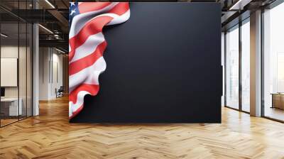 United states of america, USA  flag on dark background symbol of patriotism and national pride. 4th july, independence day, veteran day, memorial day, labour day concept with copy space for text.
 Wall mural