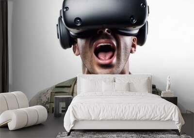 soldier in uniform wearing virtual reality Wall mural