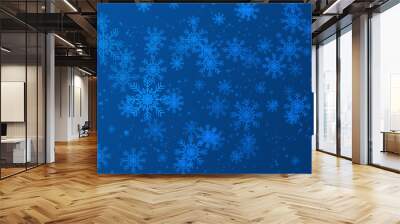 Snowflakes on a blue background Wall mural