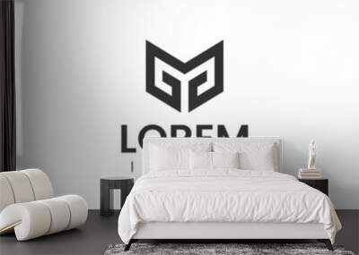 M letter or ga  logo template simple and minimal Wall mural