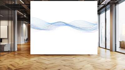 Abstract blue wave lines on transparent background, Blue wave curved lines for presentations, illustration. Abstract blue wave lines pattern on white background. Wall mural