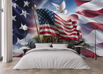 Memorial Day Poster Banner Social Media Banner Social Media Post Image photo Wall mural