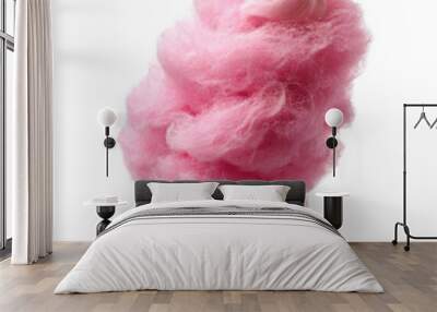 Pink candy floss stick isolated on transparent background Wall mural