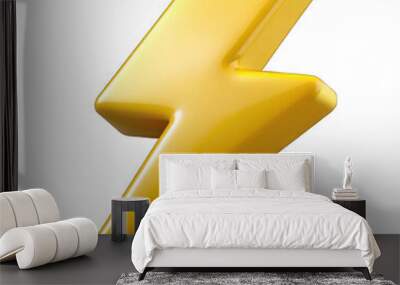 Yellow lightning bolt 3d isolated on transparent background Wall mural