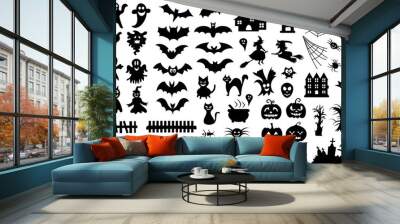 Big set of silhouettes of Halloween Wall mural