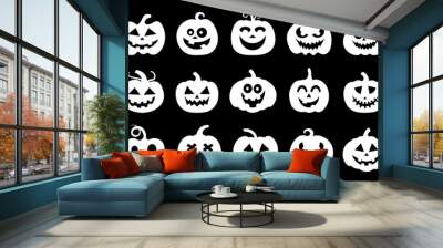 Halloween pumpkin silhouette set vector illustration. Wall mural