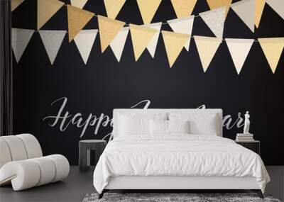 Background with golden flag garlands Wall mural