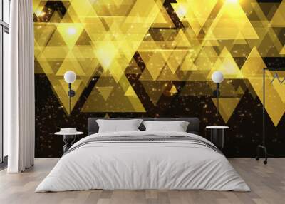 Gold vector background with abstract triangles. Wall mural