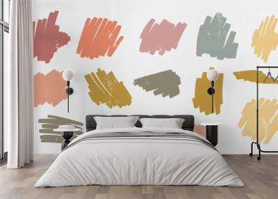 Set of hand drawn irregular organic textured shapes Wall mural