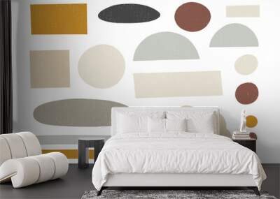 Set of hand drawn organic textured shapes Wall mural