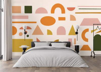 Set of hand drawn organic textured shapes Wall mural