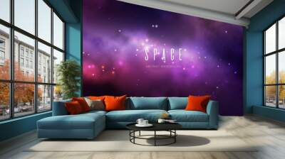 Vector space background with colorful nebula and bright stars. Wall mural