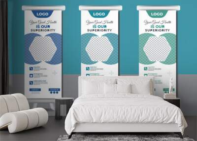 Gradient color medical roll up banner vector template design Wall mural