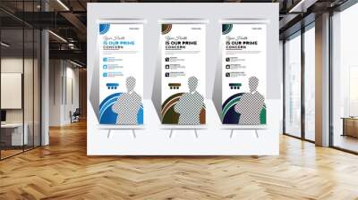 Medical Roll up banner Modern and colorful fluid style abstract roll up banner template modern x-banner, rectangle size.  Wall mural