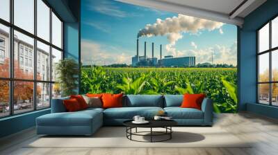 Big factory plant with pipe and smoke Wall mural