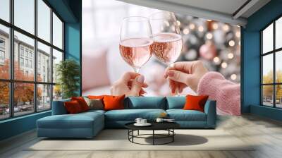 Pink champaign sparkle wine glasses Wall mural