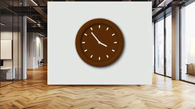 12 hours 3d wall clock isolated on white background,3d wall clock,orange dark wall clock Wall mural