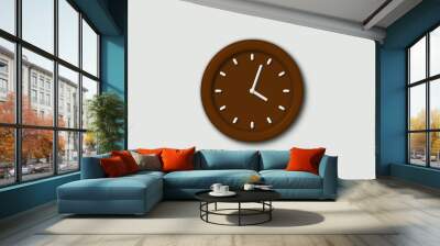 12 hours 3d wall clock isolated on white background,3d wall clock,orange dark wall clock Wall mural