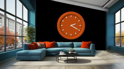 12 hours counting down 3d wall clock icon on black background Wall mural