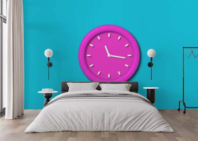 12 hours counting down 3d wall clock isolated on cyan background,wall clock isolated Wall mural