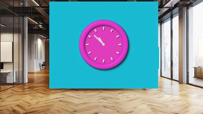 12 hours counting down 3d wall clock isolated on cyan background,wall clock isolated Wall mural