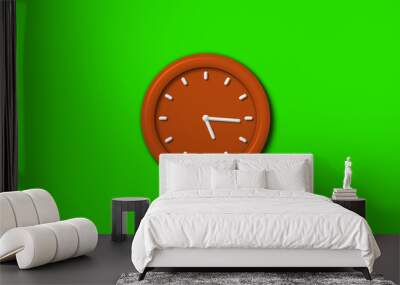 12 hours counting down 3d wall clock on green background Wall mural