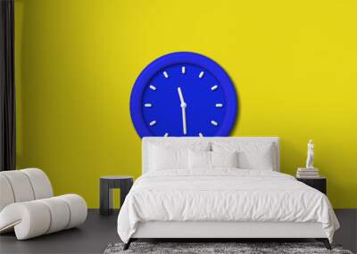 12 hours counting down 3d wall clock on yellow background,wall clock image Wall mural