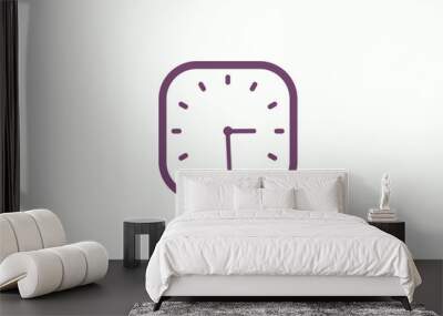 12 hours pink dark square clock icon on white background,clock isolated Wall mural