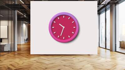 3d red dark clock icon,white background 3d clock icon,clock icon,clock counting down image Wall mural