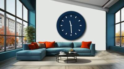 Amazing aqua dark counting down clock icon on white background,12 hours clock icon Wall mural