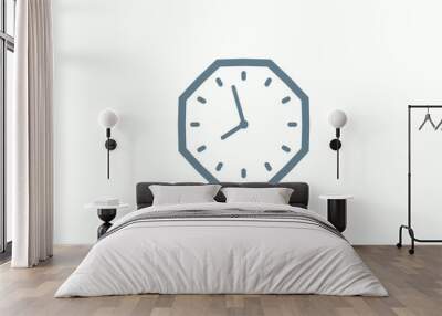 Amazing aqua gray color counting clock icon on white background,Best clock icon Wall mural