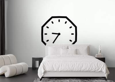 Amazing black color counting down 12 hours clock icon on white background,clock icon with trick Wall mural