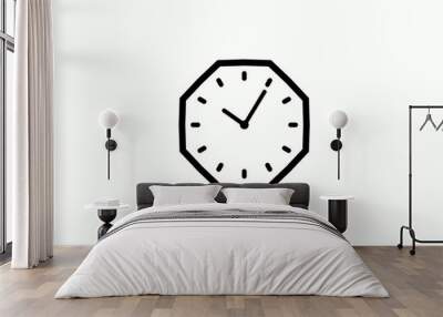 Amazing black color counting down 12 hours clock icon on white background,clock icon with trick Wall mural