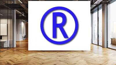 Amazing blue color shiny R  3d letter logo on white background Wall mural