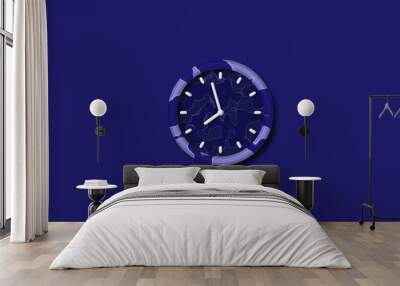 Amazing blue dark 3d clock icon,Counting down 3d clock,army design clock icon Wall mural