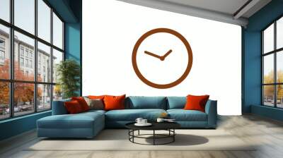 Amazing circle brown dark clock icon on white background,clock icon without trick Wall mural