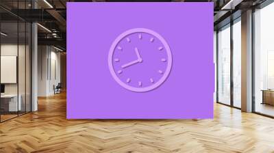 Amazing circle counting down clock icon on purple background,12 hours clock icon Wall mural