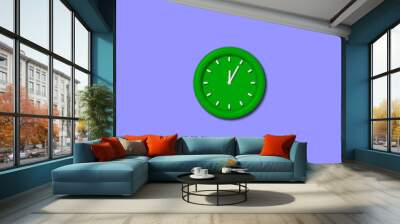 Amazing green color 3d wall clock isolated on blue light background,wall clock,3d wall clock Wall mural