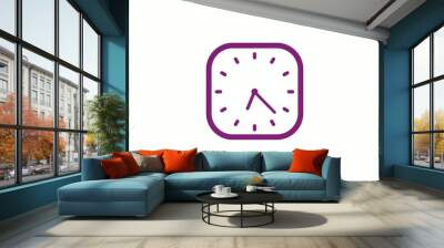 Amazing pink dark square clock isolated on white background,clock icon,12 hours clock icon Wall mural