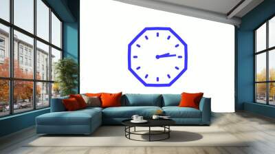 Blue color counting down clock icon with trick on white background,12 hours clock icon Wall mural