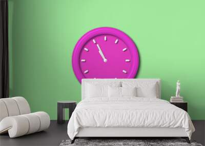 Counting down 12 hours 3d wall clock on green light background,Wall clock isolated Wall mural