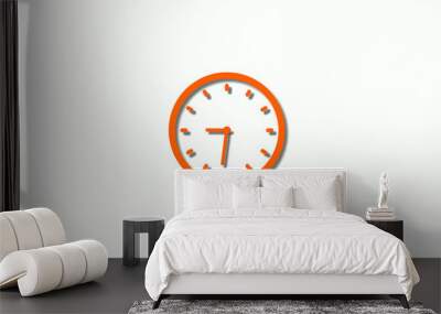 Counting down 3d clock icon on white background,brown clock icon Wall mural