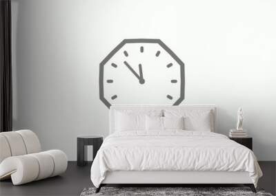 Counting down gray color 12 hours clock icon on white background,clock icon Wall mural