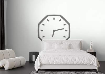 Gray color counting down clock icon on white background,clock icon Wall mural