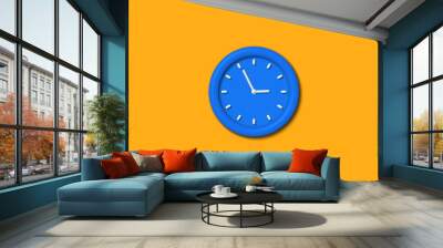 New 12 hours 3d wall clock icon on orange background,3d clock icon Wall mural